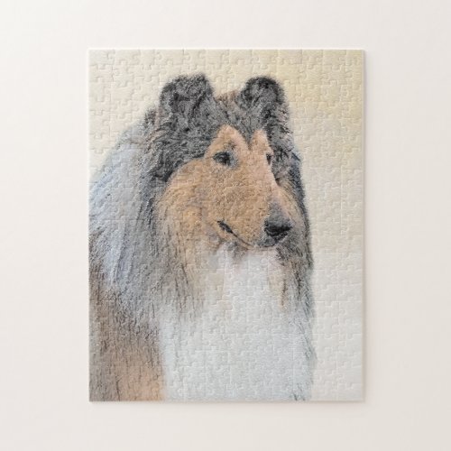 Collie Rough Painting _ Cute Original Dog Art Jigsaw Puzzle