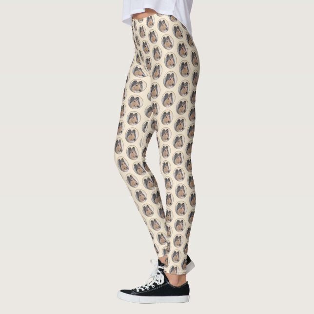 Collie (Rough) Painting - Cute Original Dog Art Leggings (Left)