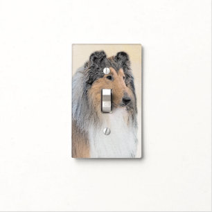 Collie (Rough) Painting - Cute Original Dog Art Light Switch Cover