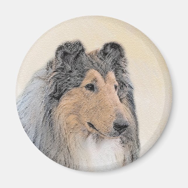 Collie (Rough) Painting - Cute Original Dog Art Magnet (Front)