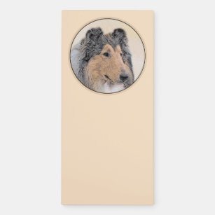 Collie (Rough) Painting - Cute Original Dog Art Magnetic Notepad