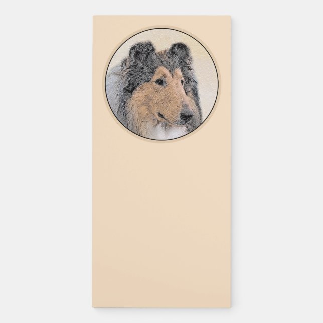 Collie (Rough) Painting - Cute Original Dog Art Magnetic Notepad (Front)