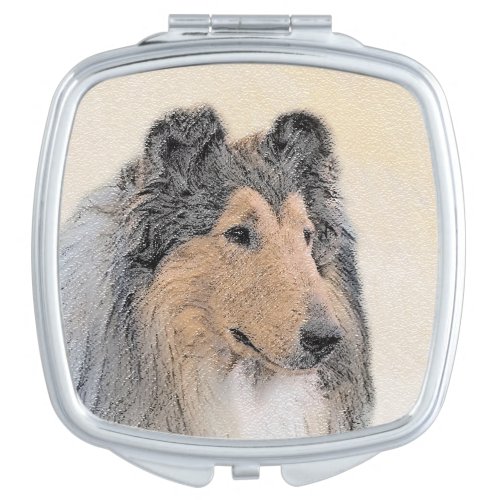 Collie Rough Painting _ Cute Original Dog Art Mirror For Makeup