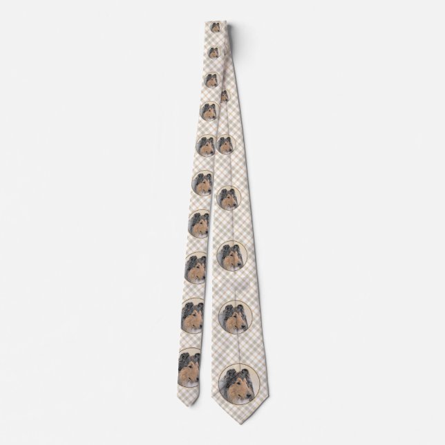 Collie (Rough) Painting - Cute Original Dog Art Neck Tie (Back)