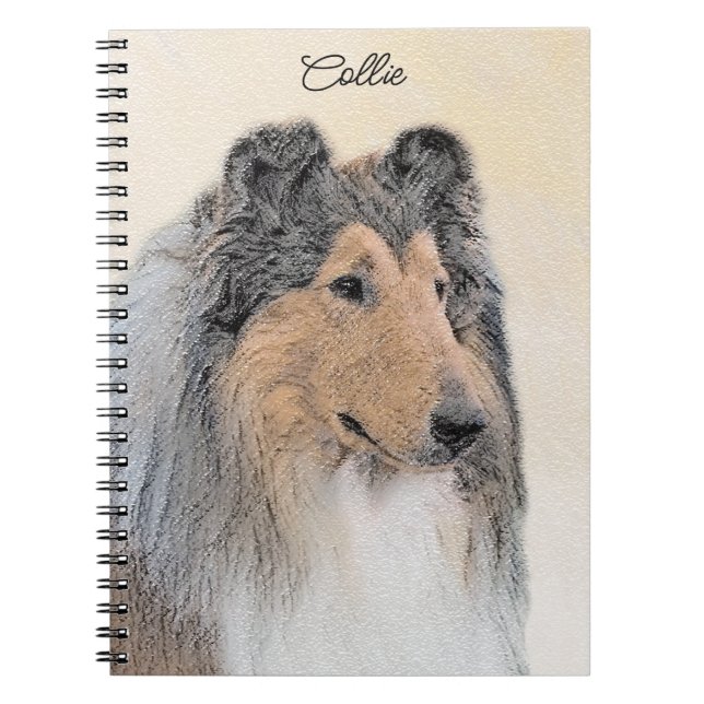 Collie (Rough) Painting - Cute Original Dog Art Notebook (Front)