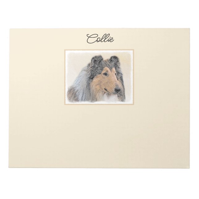 Collie (Rough) Painting - Cute Original Dog Art Notepad (Front)