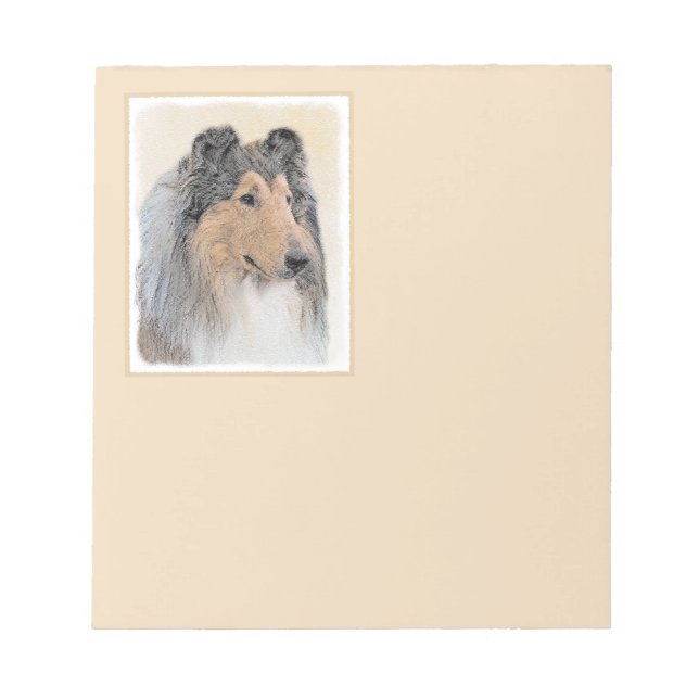 Collie (Rough) Painting - Cute Original Dog Art Notepad (Front)