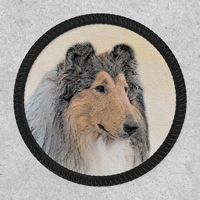 Collie (Rough) Painting - Cute Original Dog Art Patch (Front)