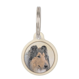 Collie (Rough) Painting - Cute Original Dog Art Pet ID Tag