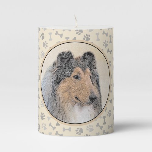 Collie Rough Painting _ Cute Original Dog Art Pillar Candle