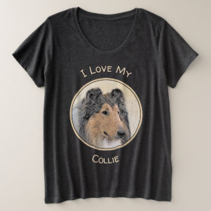 Collie (Rough) Painting - Cute Original Dog Art Plus Size T-Shirt