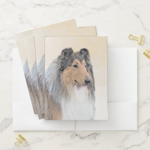 Collie (Rough) Painting - Cute Original Dog Art Pocket Folder