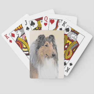 Collie (Rough) Painting - Cute Original Dog Art Poker Cards