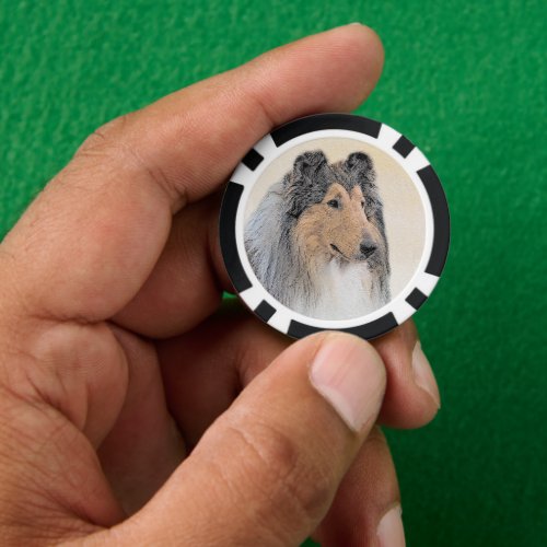 Collie Rough Painting _ Cute Original Dog Art Poker Chips