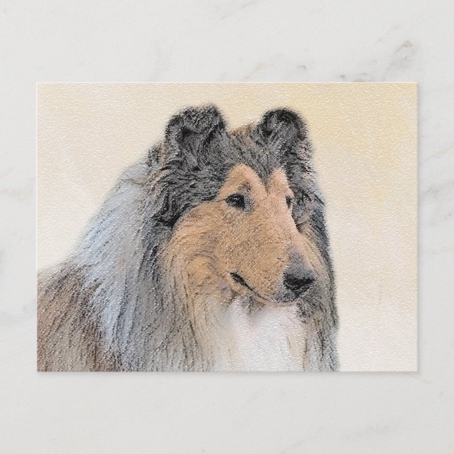 Collie (Rough) Painting - Cute Original Dog Art Postcard (Front)