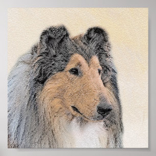 Collie (Rough) Painting - Cute Original Dog Art Poster