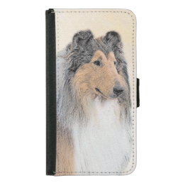 Collie (Rough) Painting - Cute Original Dog Art Wallet Phone Case For Samsung Galaxy S5