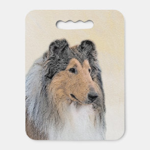 Collie (Rough) Painting - Cute Original Dog Art Seat Cushion