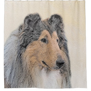 Collie (Rough) Painting - Cute Original Dog Art Shower Curtain