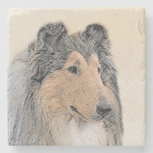 Collie Rough Painting _ Cute Original Dog Art Stone Coaster