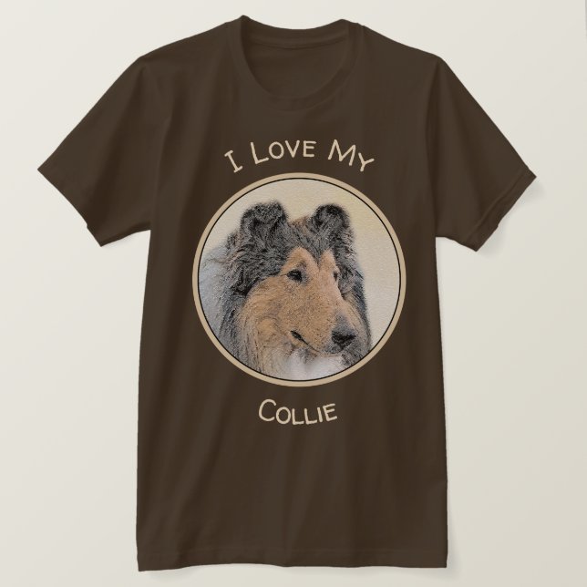 Collie (Rough) Painting - Cute Original Dog Art T-Shirt (Design Front)