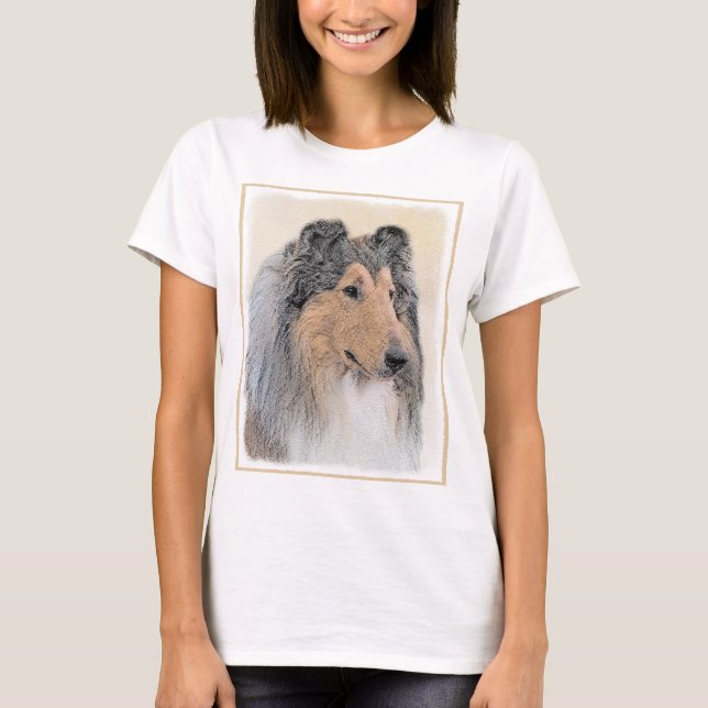 Collie (Rough) Painting - Cute Original Dog Art T-Shirt (Front)