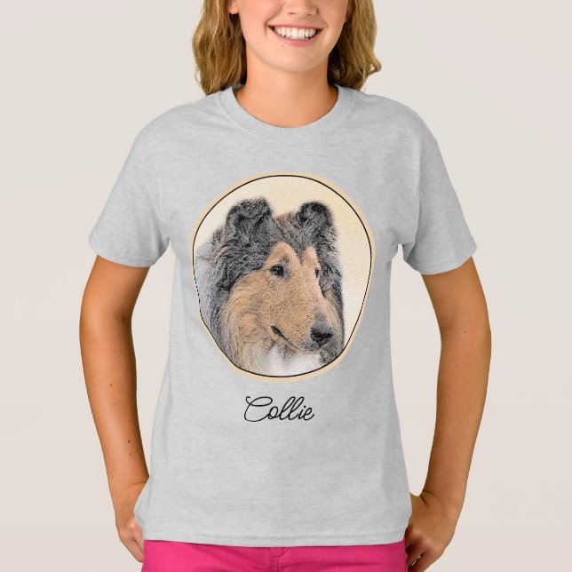 Collie (Rough) Painting - Cute Original Dog Art T- T-Shirt (Front)
