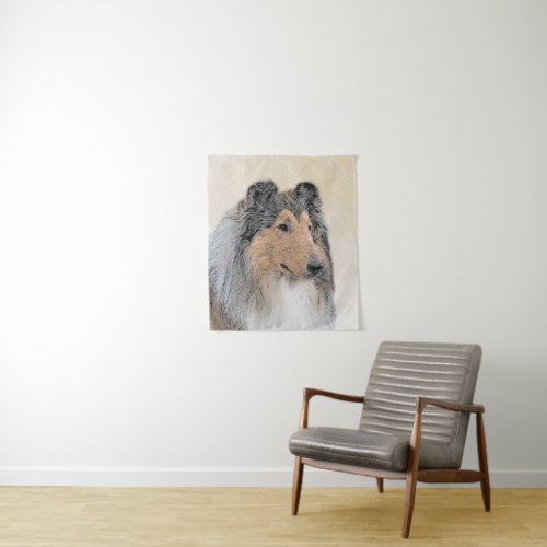 Collie Rough Painting _ Cute Original Dog Art Tapestry