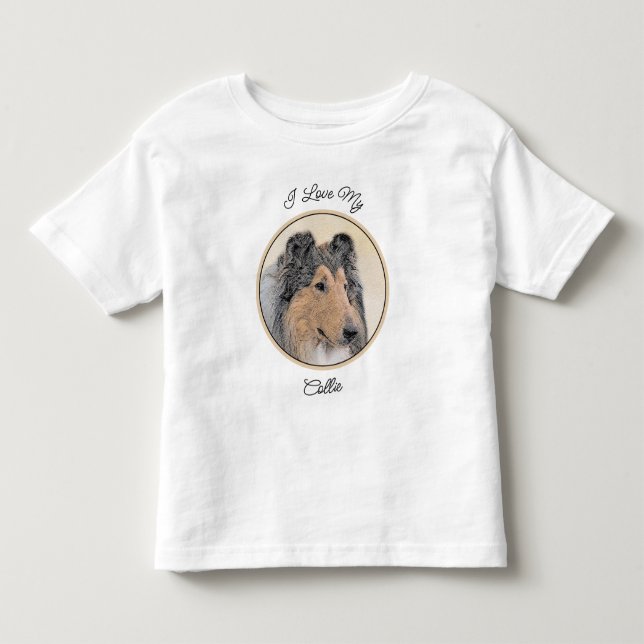 Collie (Rough) Painting - Cute Original Dog Art Toddler T-shirt (Front)