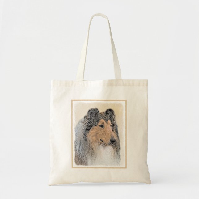 Collie (Rough) Painting - Cute Original Dog Art Tote Bag (Front)