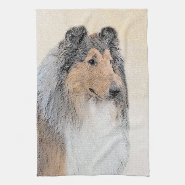 Collie (Rough) Painting - Cute Original Dog Art Towel (Vertical)