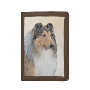 Collie (Rough) Painting - Cute Original Dog Art Tri-fold Wallet
