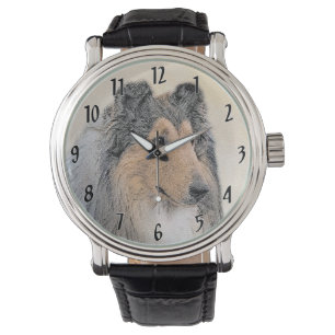 Collie (Rough) Painting - Cute Original Dog Art Watch