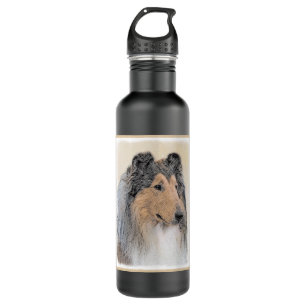 Collie (Rough) Painting - Cute Original Dog Art Water Bottle