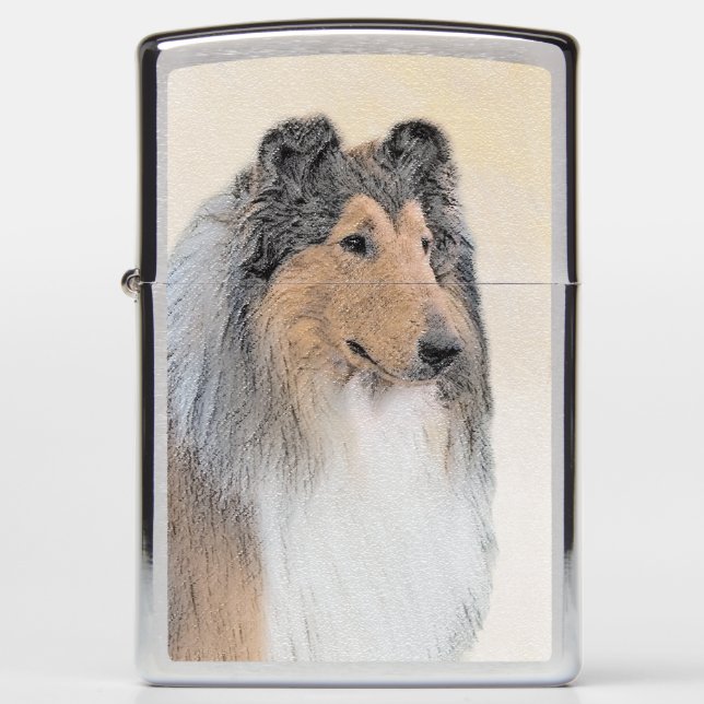 Collie (Rough) Painting - Cute Original Dog Art Zippo Lighter (Front)