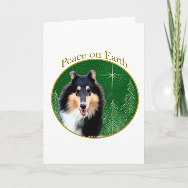 Collie (rough) Peace Holiday Card (Front)