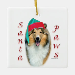 Collie (rough) Santa Paws Ceramic Ornament