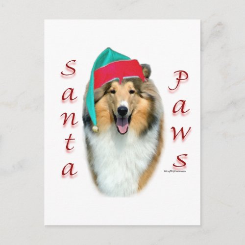 Collie rough Santa Paws Holiday Postcard