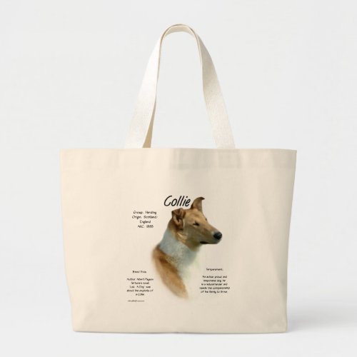 Collie sable smooth History Design Large Tote Bag