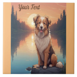 Collie Shepherd by Lake Ceramic Tile