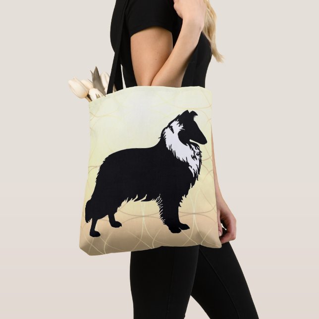 Collie Silhouette  Tote Bag (Close Up)