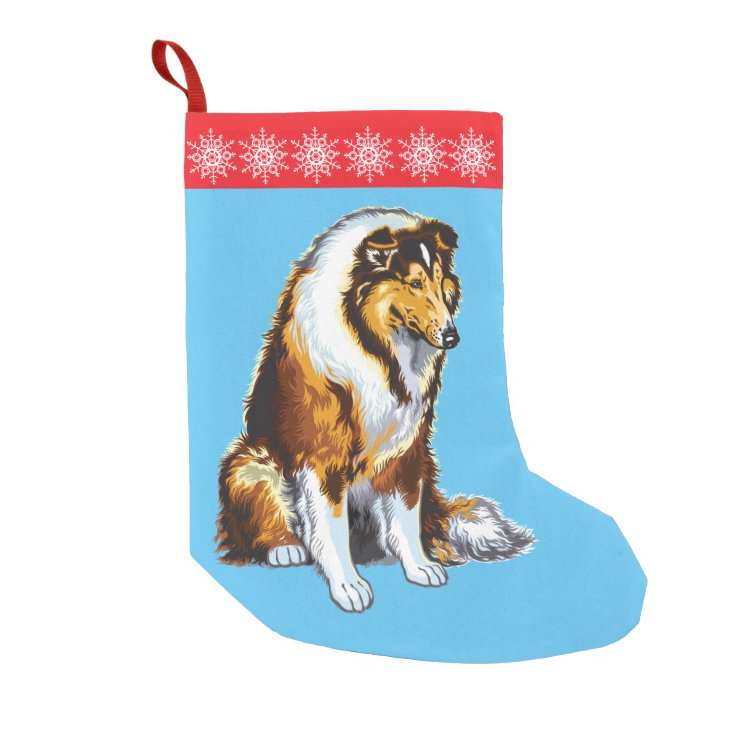 collie small christmas stocking | Zazzle