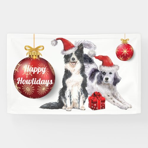 Collie Terrier watercolor christmas pet animals Banner