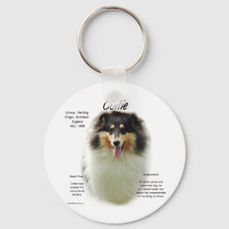 Collie (tri rough) History Design Keychain