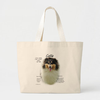 Collie (tri rough) History Design Large Tote Bag