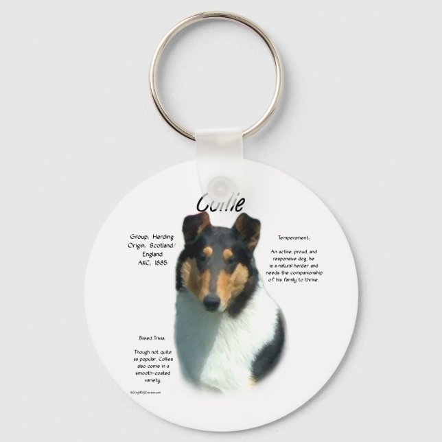 Collie (tri smooth) History Design Keychain (Front)