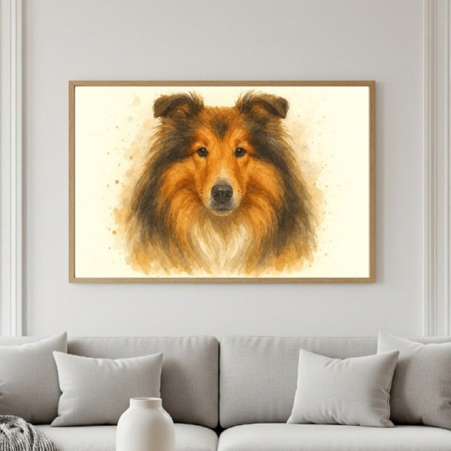 Collie Watercolor Portrait - Beloved Dog Art Poster (Creator Uploaded)