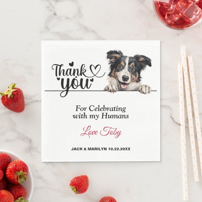 Collie Wedding Thank You Napkins (Insitu)