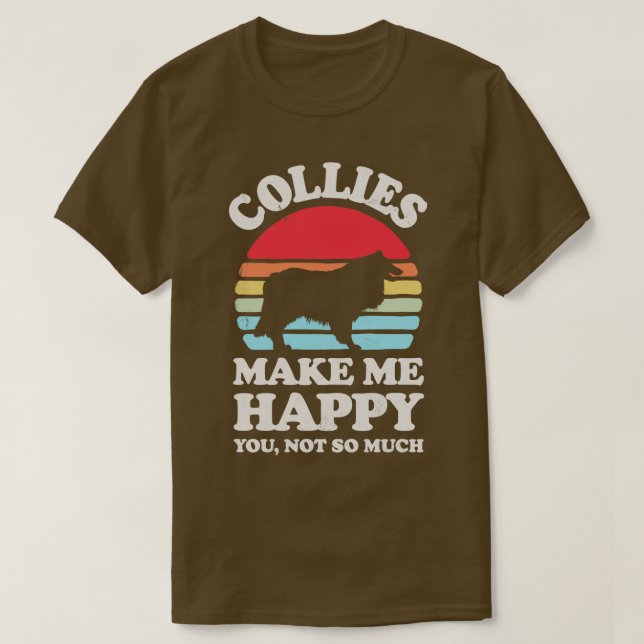 Collies Make Me Happy Sunset Retro  for Men Women  T-Shirt (Design Front)