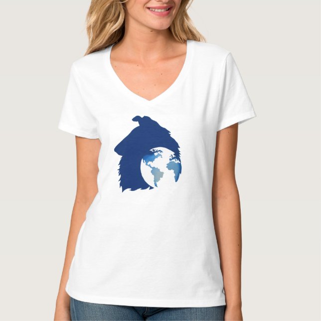 ColliesWithoutBorders Logo on a vneck tshirt (Front)